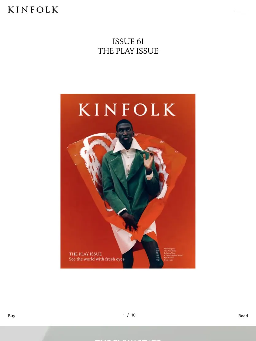 Kinfolk website, tablet screenshot