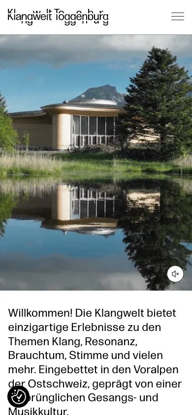 Klangwelt Toggenburg website, mobile screenshot