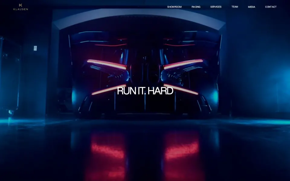 Klausen website, desktop homepage