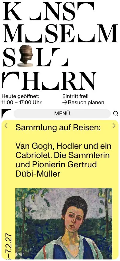 Kunstmuseum Solothurn website, mobile screenshot