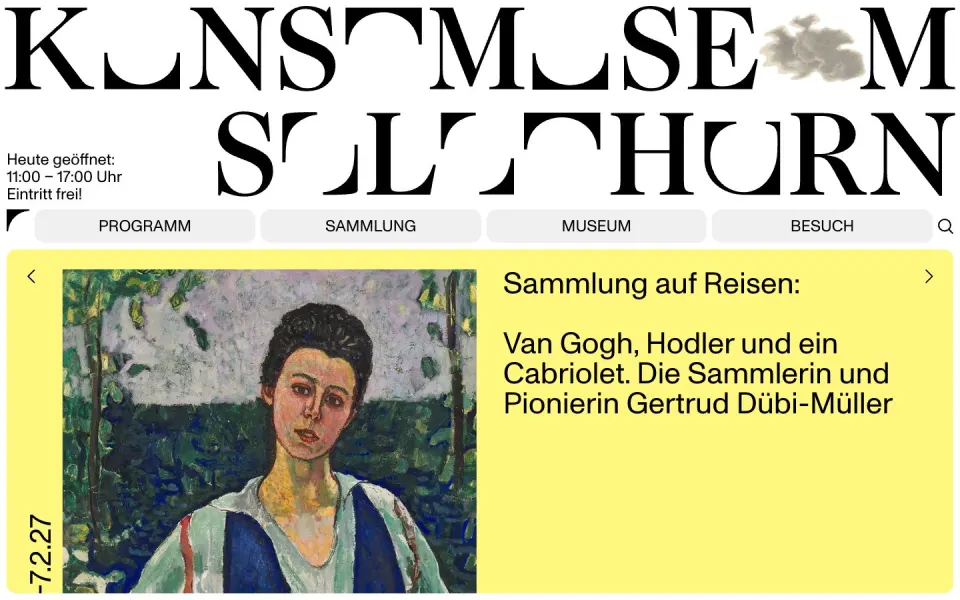 Kunstmuseum Solothurn website, desktop homepage