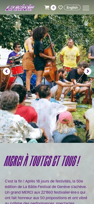 La Bâtie Festival de Genève website, mobile screenshot
