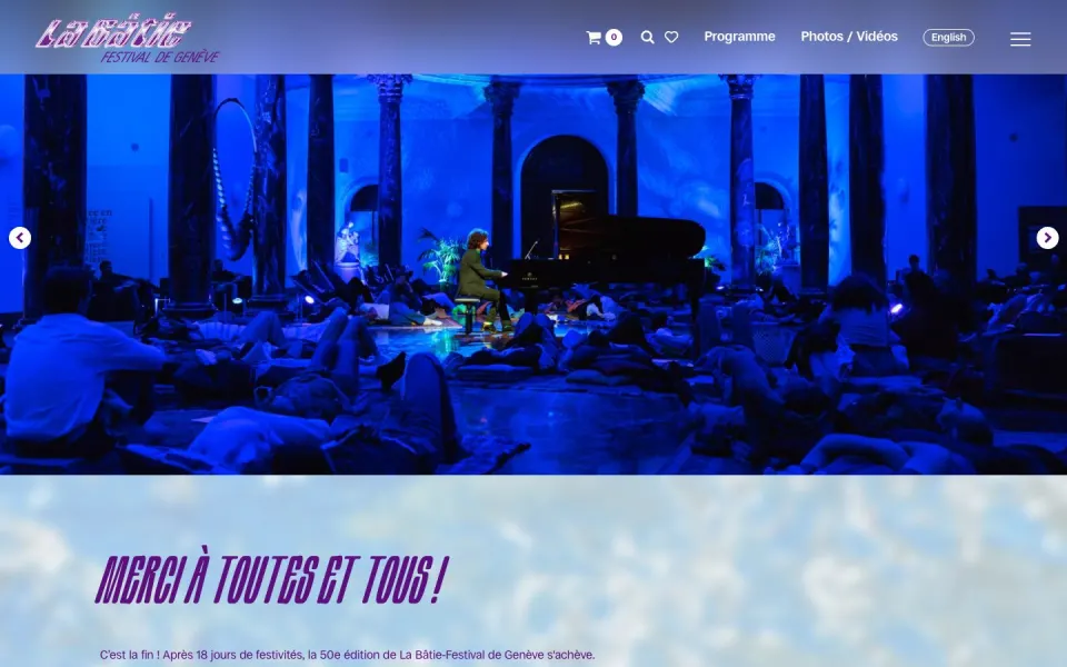 La Bâtie Festival de Genève website, desktop homepage