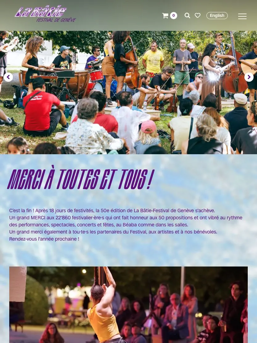 La Bâtie Festival de Genève website, tablet screenshot