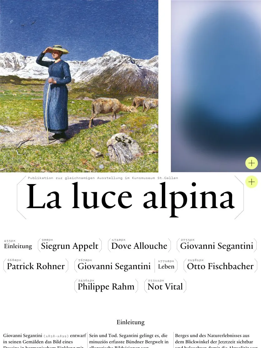 La luce alpina website, tablet screenshot