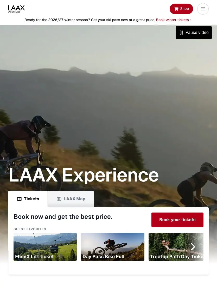LAAX website, tablet screenshot