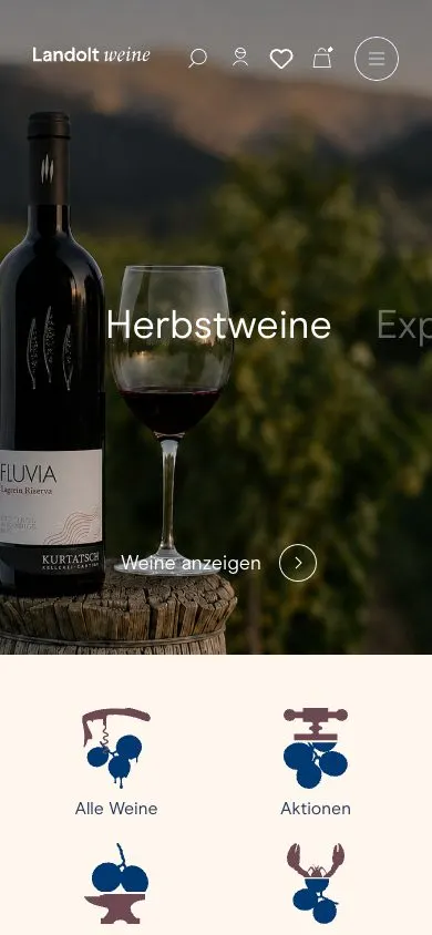 Landolt Weine website, mobile screenshot