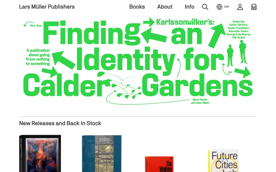 Lars Müller Publishers website, desktop homepage