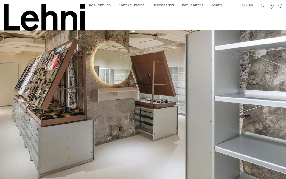 Lehni website, desktop homepage