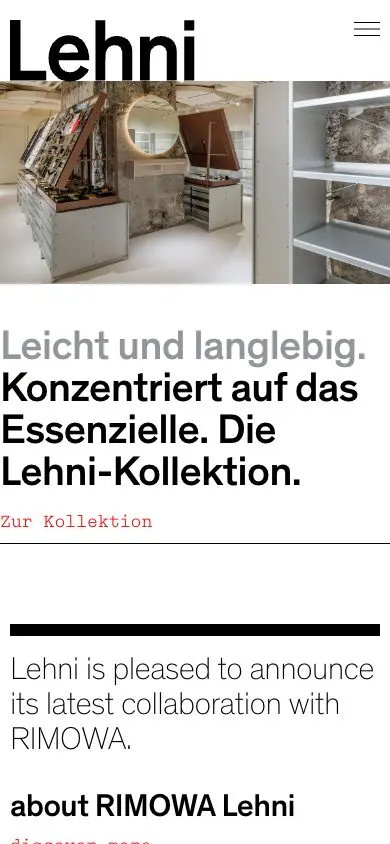 Lehni website, mobile screenshot