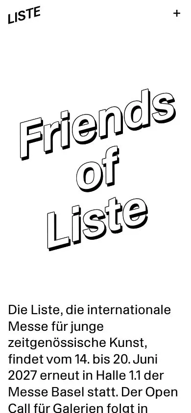 Liste Art Fair Basel website, mobile screenshot