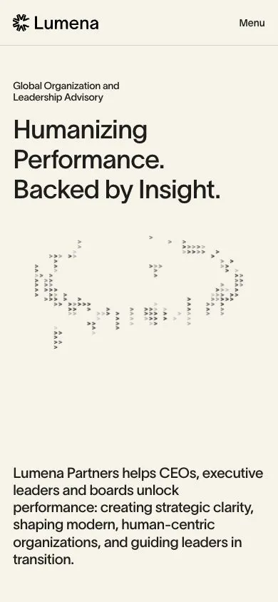Lumena website, mobile screenshot