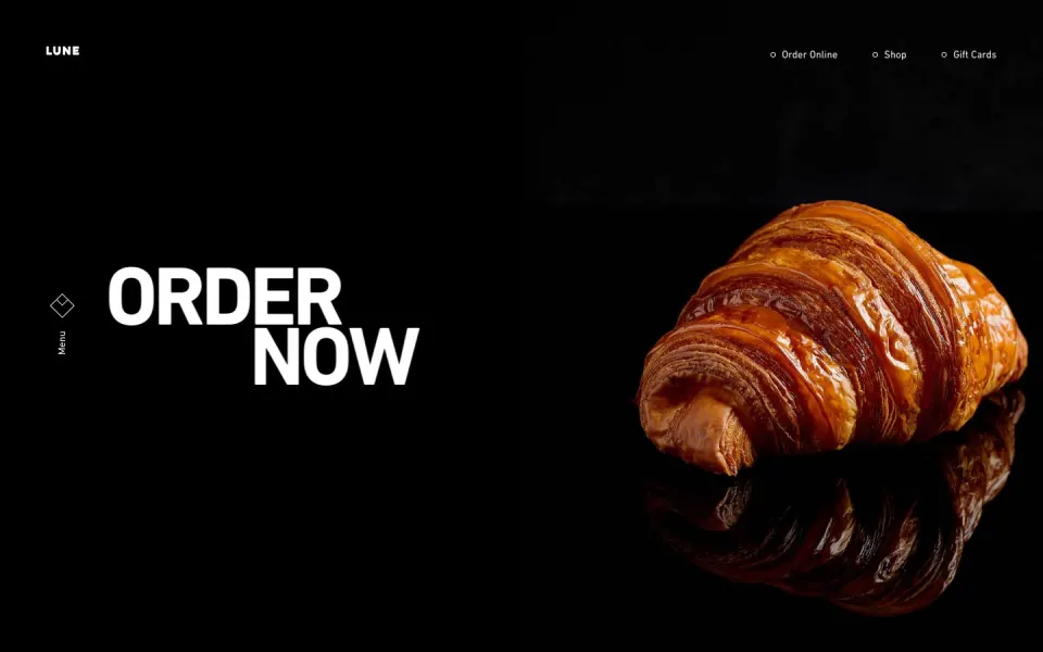 Lune website, desktop homepage