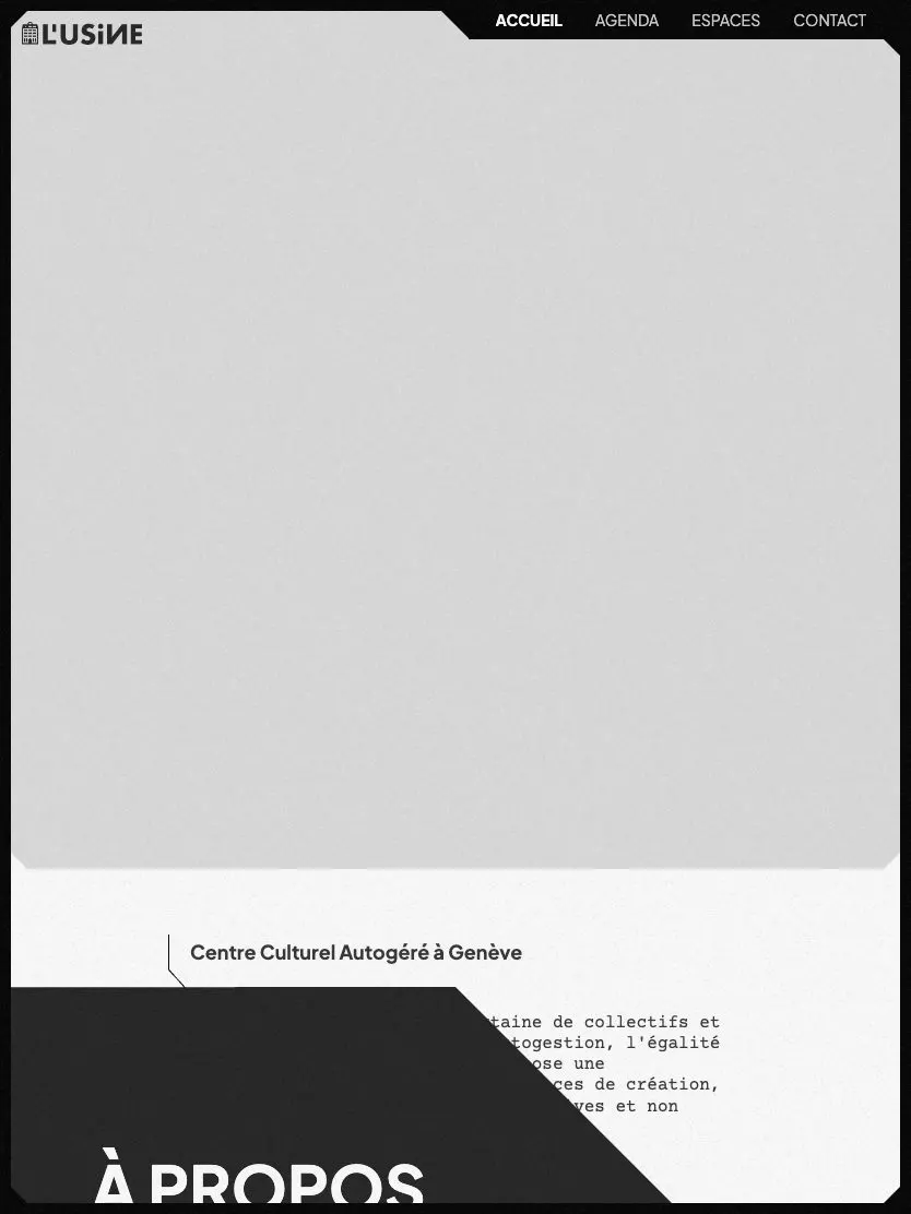 L’Usine website, tablet screenshot