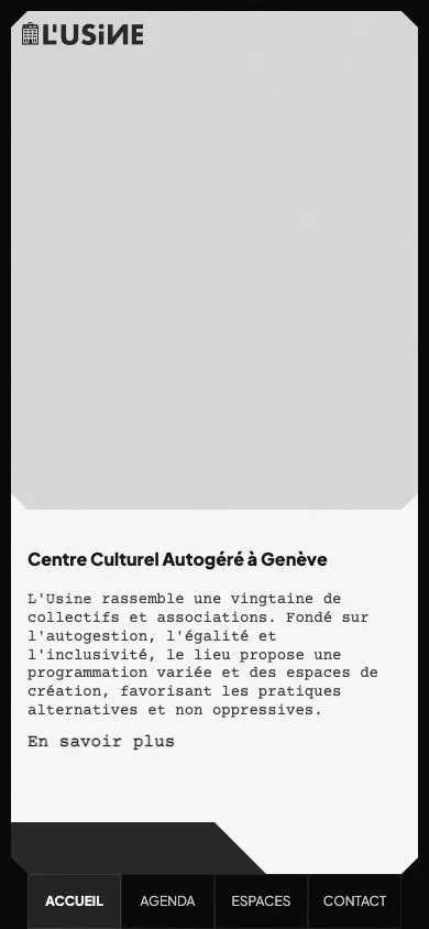 L’Usine website, mobile screenshot