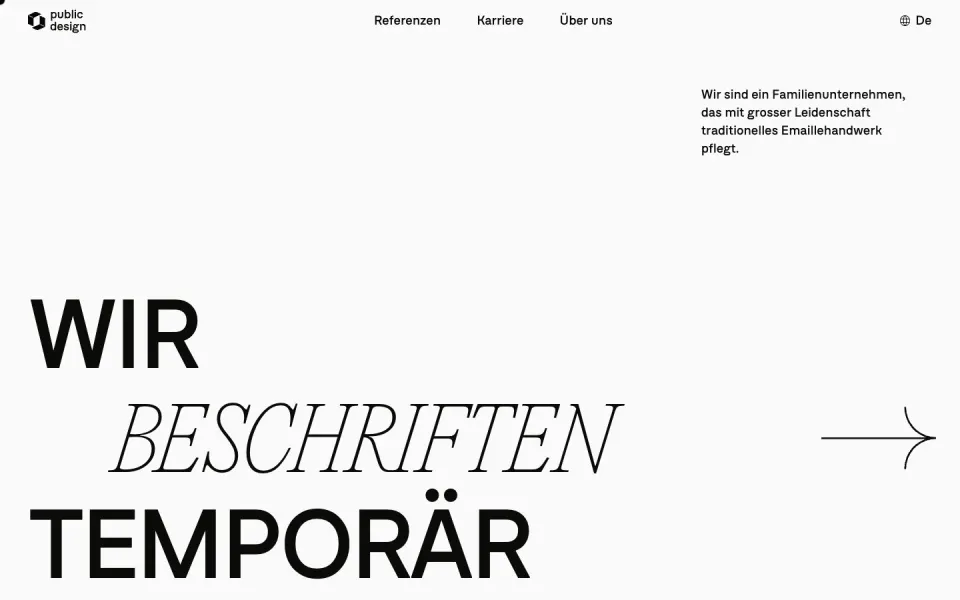 m&m public design website, desktop homepage