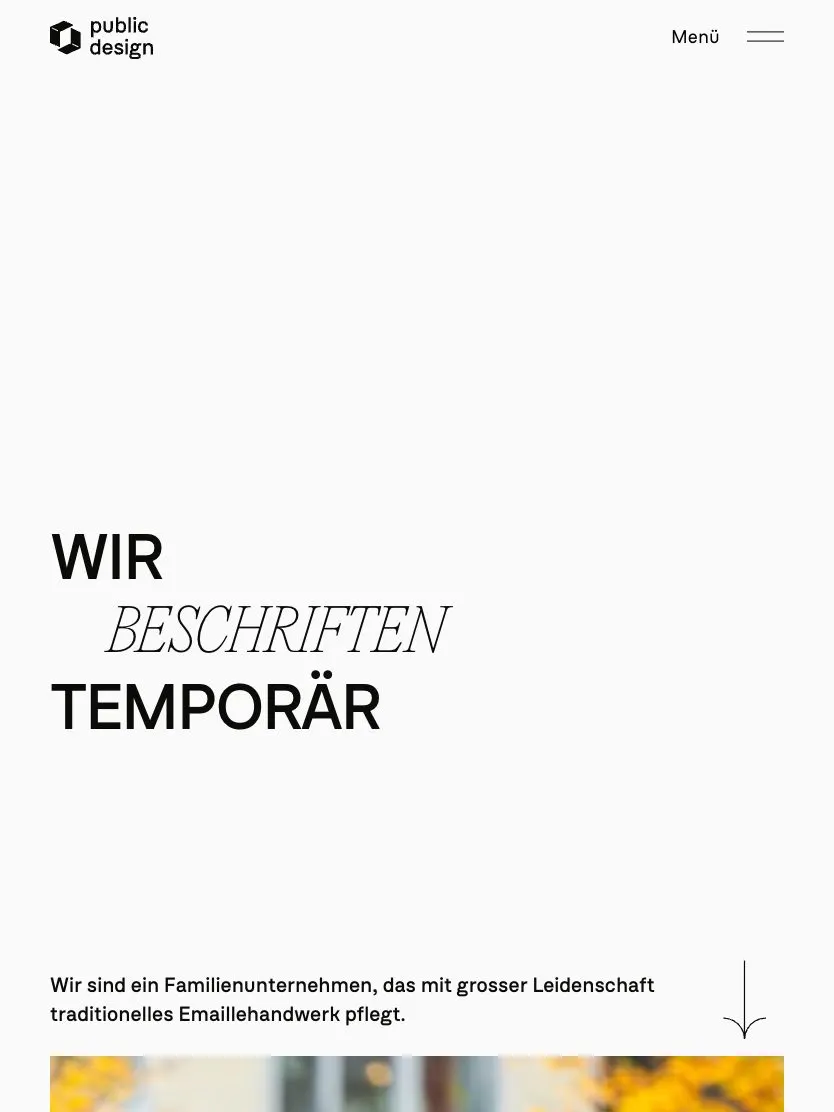 m&m public design website, tablet screenshot