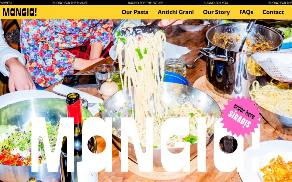 Mangia! website, desktop homepage