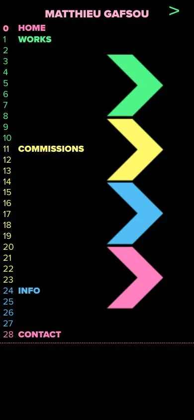Matthieu Gafsou website, mobile screenshot
