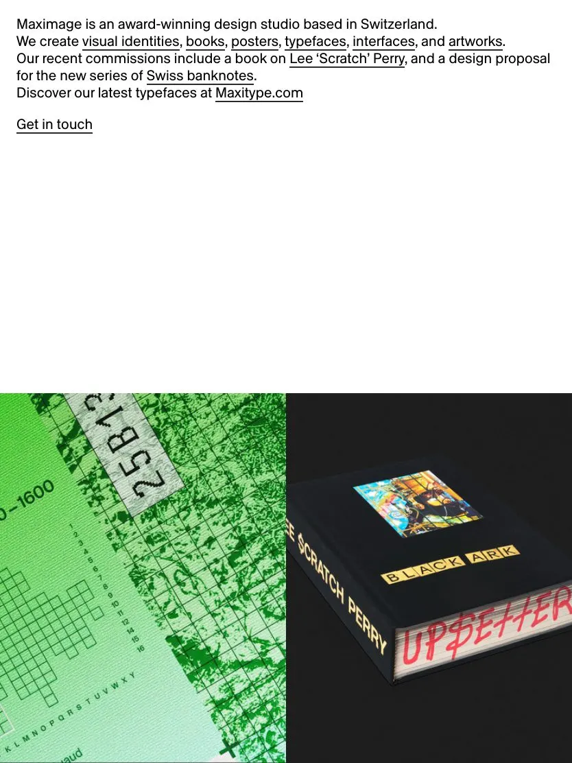 Maximage website, tablet screenshot