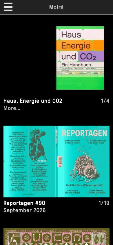 Moiré website, mobile screenshot