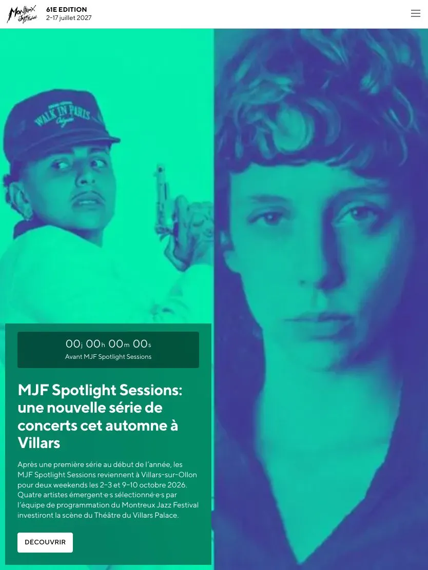 Montreux Jazz Festival website, tablet screenshot