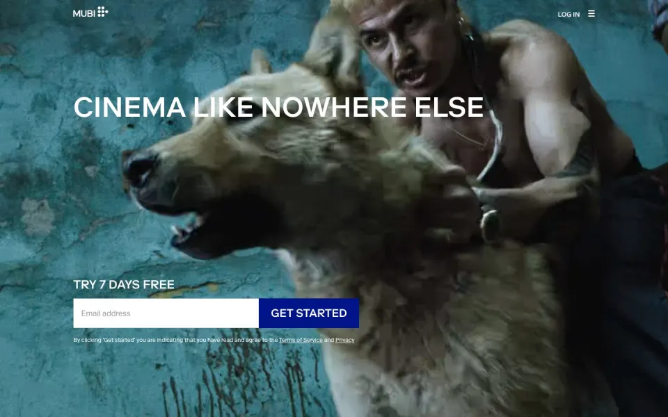 MUBI website, desktop homepage