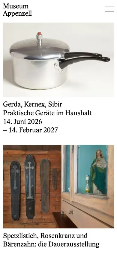 Museum Appenzell website, mobile screenshot