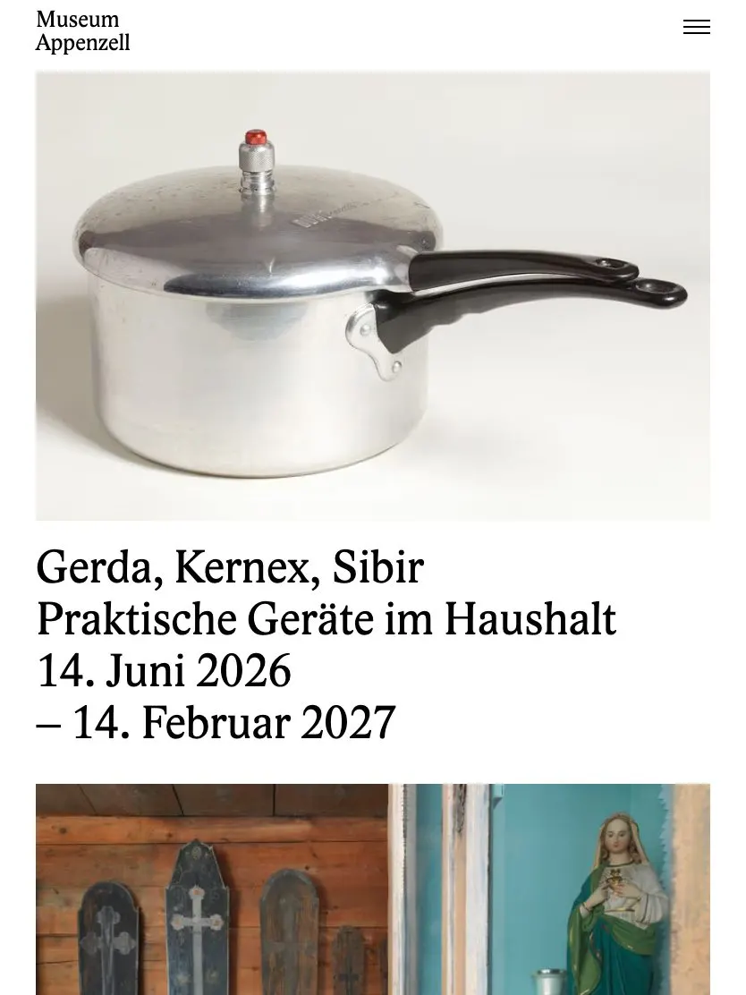 Museum Appenzell website, tablet screenshot