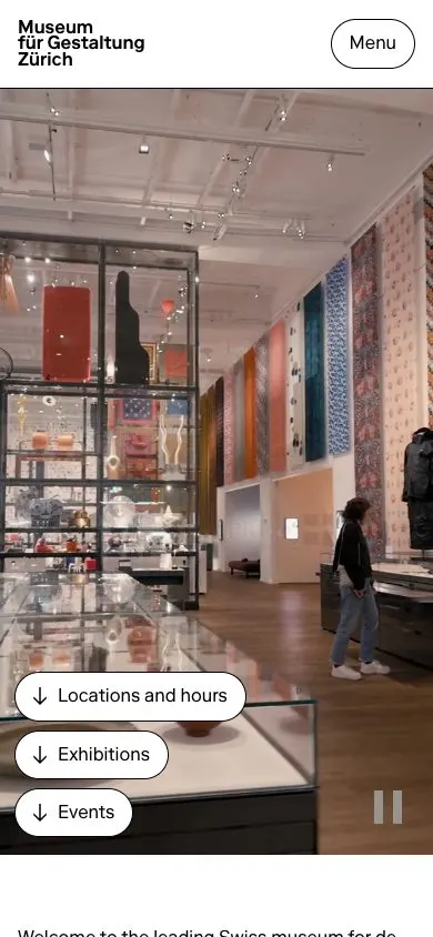 Museum für Gestaltung website, mobile screenshot
