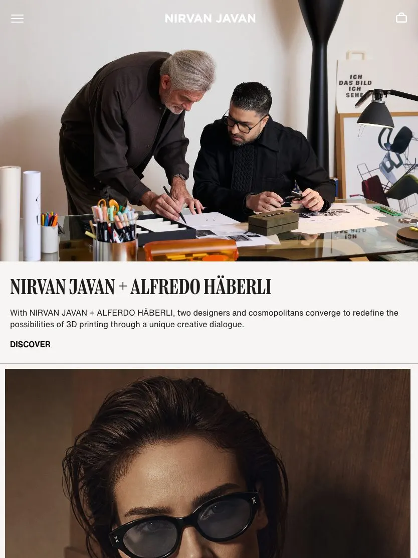 Nirvan Javan website, tablet screenshot