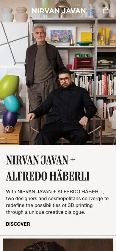 Nirvan Javan website, mobile screenshot