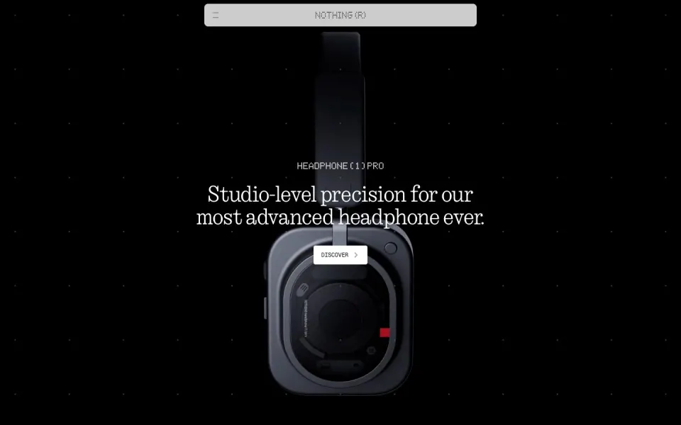Nothing website, desktop homepage