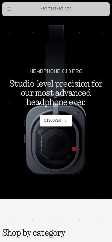 Nothing website, mobile screenshot