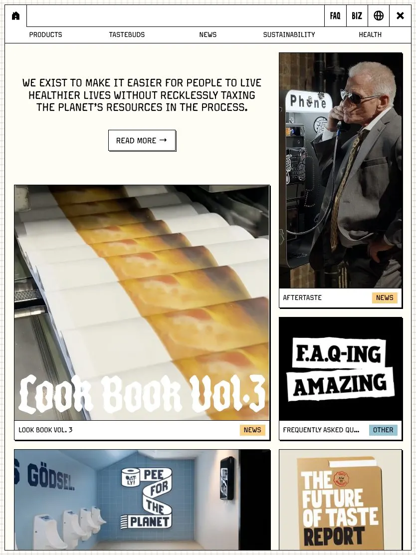 Oatly website, tablet screenshot