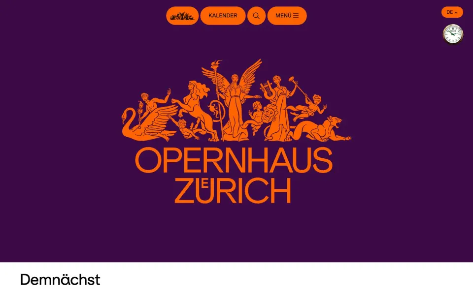 Opernhaus Zürich website, desktop homepage