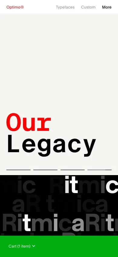 Optimo website, mobile screenshot