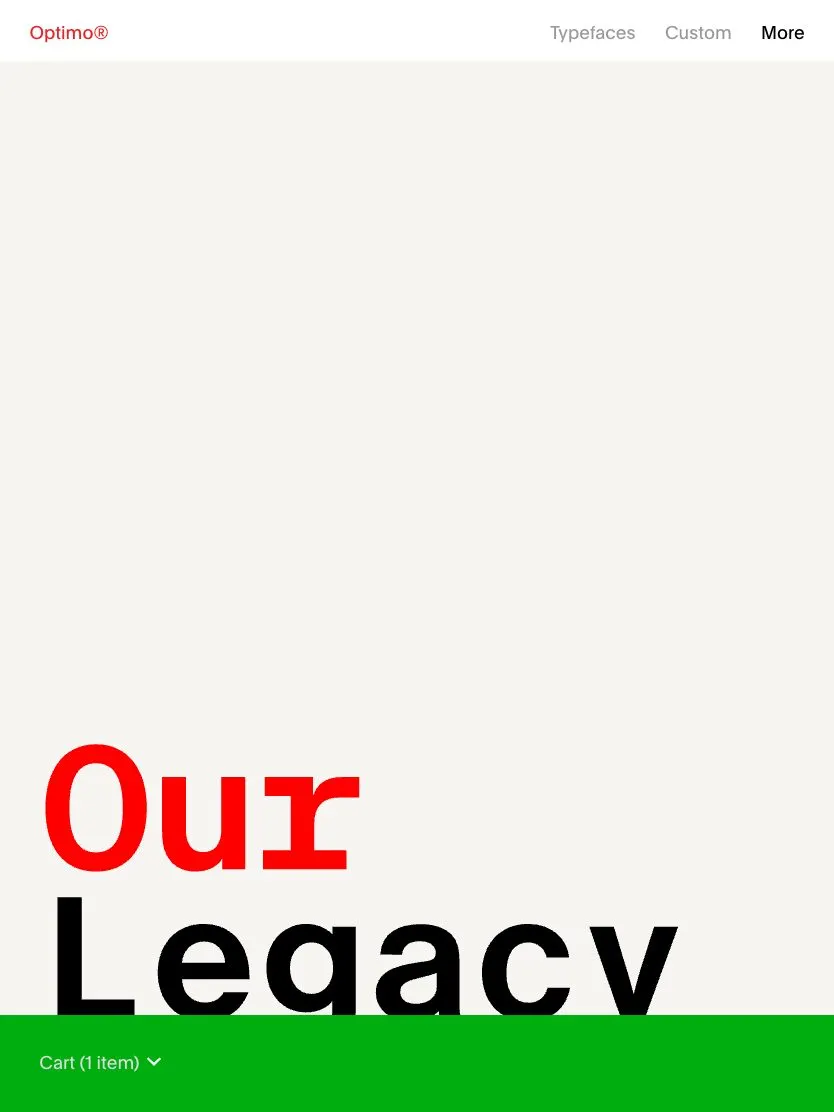 Optimo website, tablet screenshot