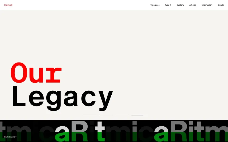 Optimo website, desktop screenshot