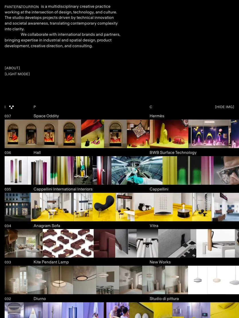 Panter&Tourron website, tablet screenshot