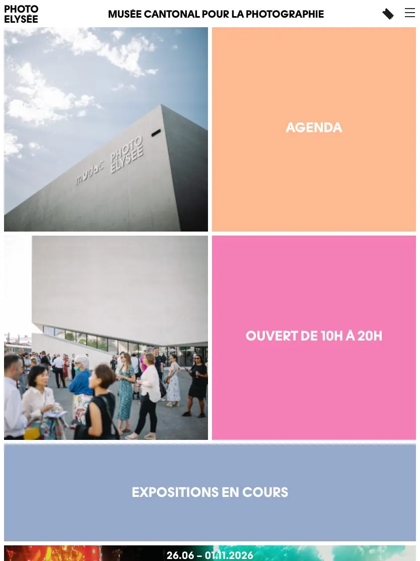 Photo Elysée website, tablet screenshot