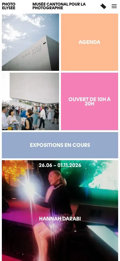 Photo Elysée website, mobile screenshot