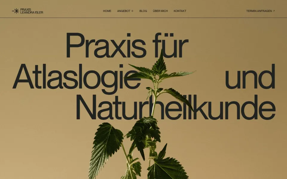 Praxis Leandra Isler website, desktop homepage