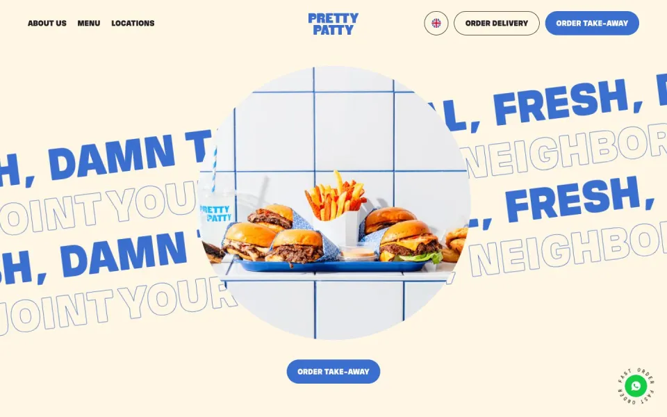 Pretty Patty website, desktop homepage
