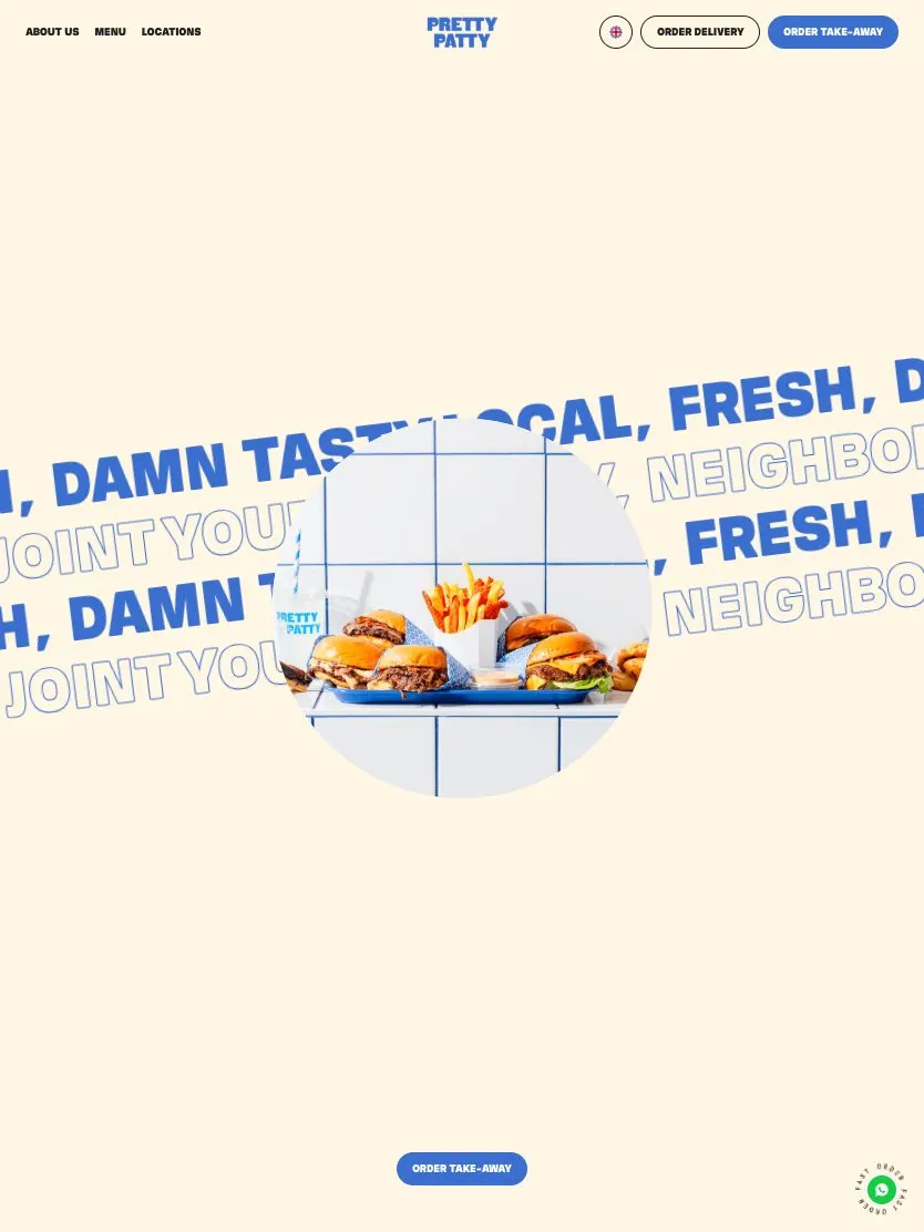 Pretty Patty website, tablet screenshot