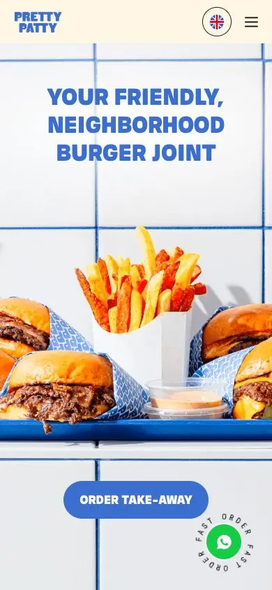 Pretty Patty website, mobile screenshot