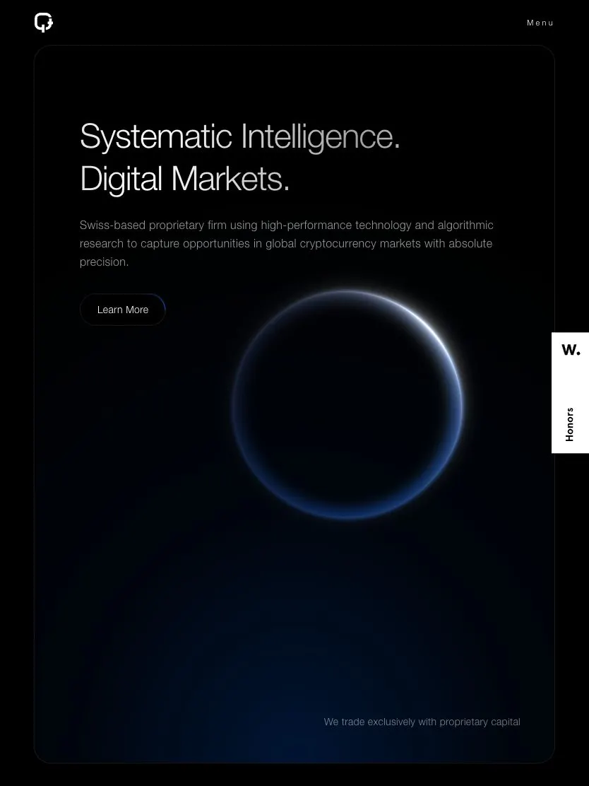 QT Capital website, tablet screenshot