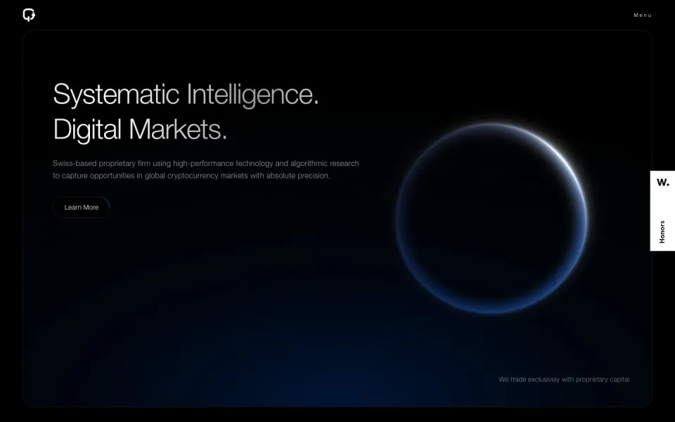 QT Capital website, desktop homepage