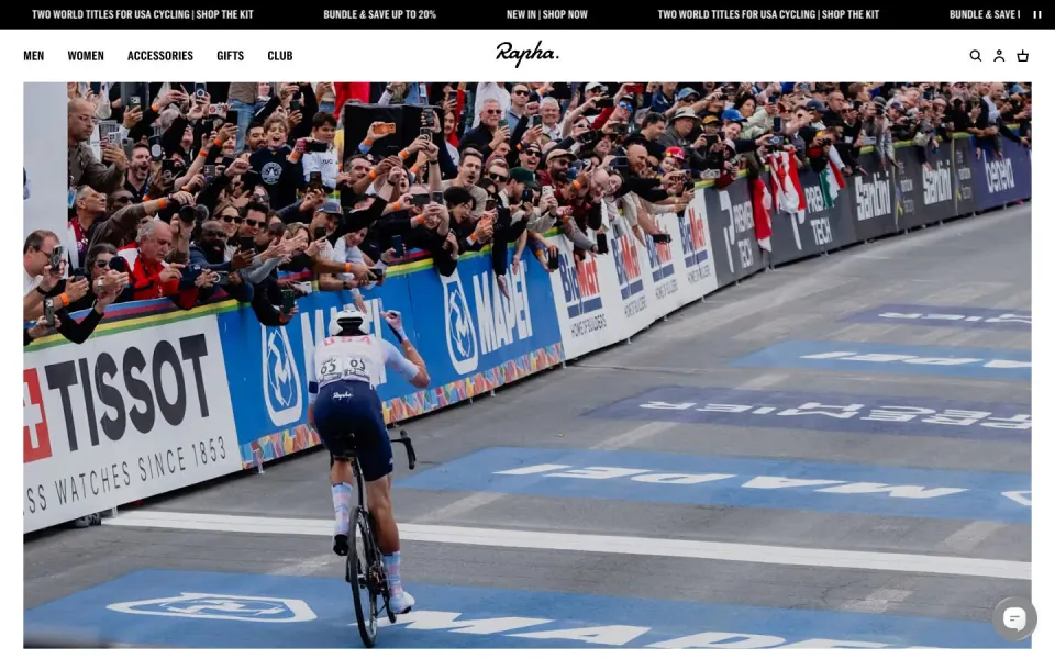 Rapha website, desktop homepage
