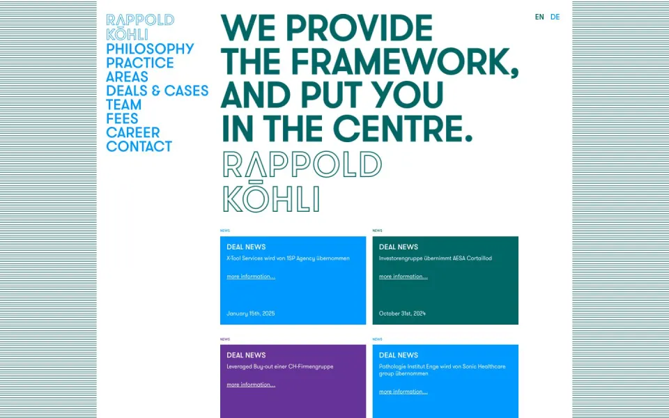 Rappold Köhli website, desktop homepage